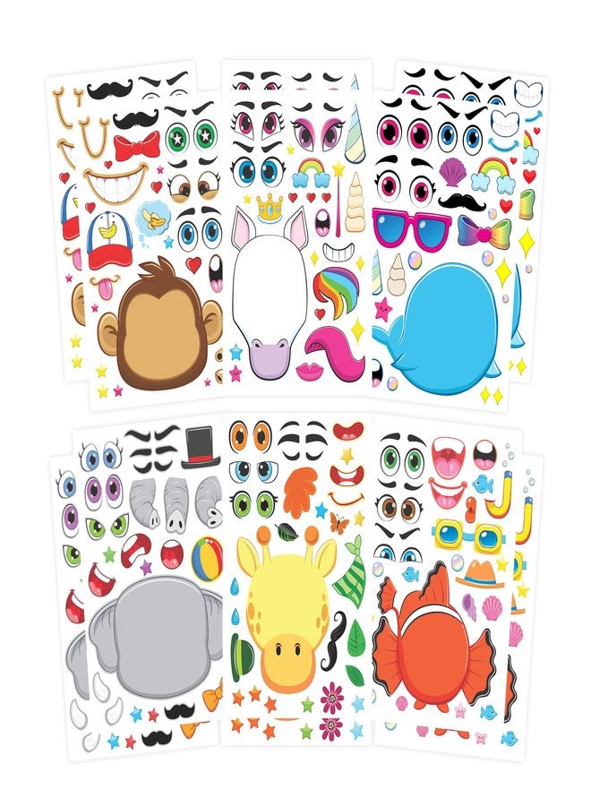 CodersParadise 12 Sheets Animals Make-a-Face DIY Stickers for Kids | Creative Mix & Match Sticker Activity | Fun Craft, Educational & Interactive Stickers for Children - Image 1